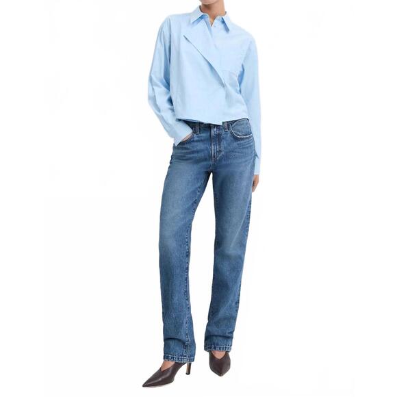 NEW FAVORITE DAUGHTER jenni long sleeve top in light blue stripe